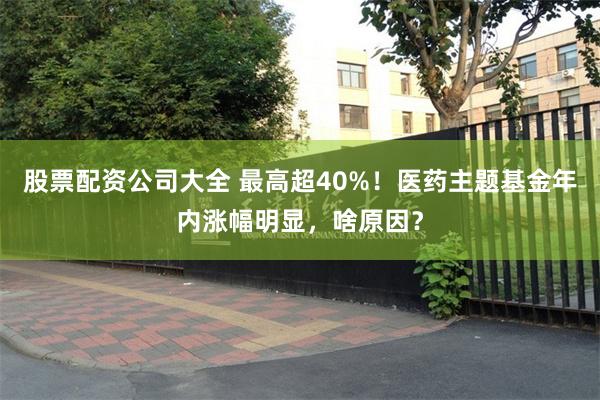 股票配资公司大全 最高超40%！医药主题基金年内涨幅明显，啥原因？