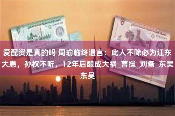 爱配资是真的吗 周瑜临终遗言：此人不除必为江东大患，孙权不听，12年后酿成大祸_曹操_刘备_东吴