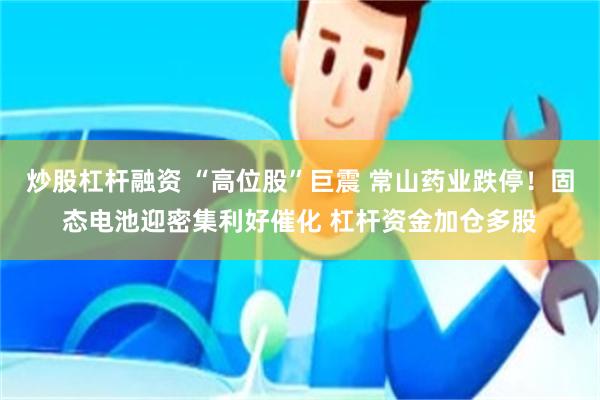 炒股杠杆融资 “高位股”巨震 常山药业跌停！固态电池迎密集利好催化 杠杆资金加仓多股