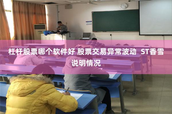 杠杆股票哪个软件好 股票交易异常波动  ST香雪说明情况